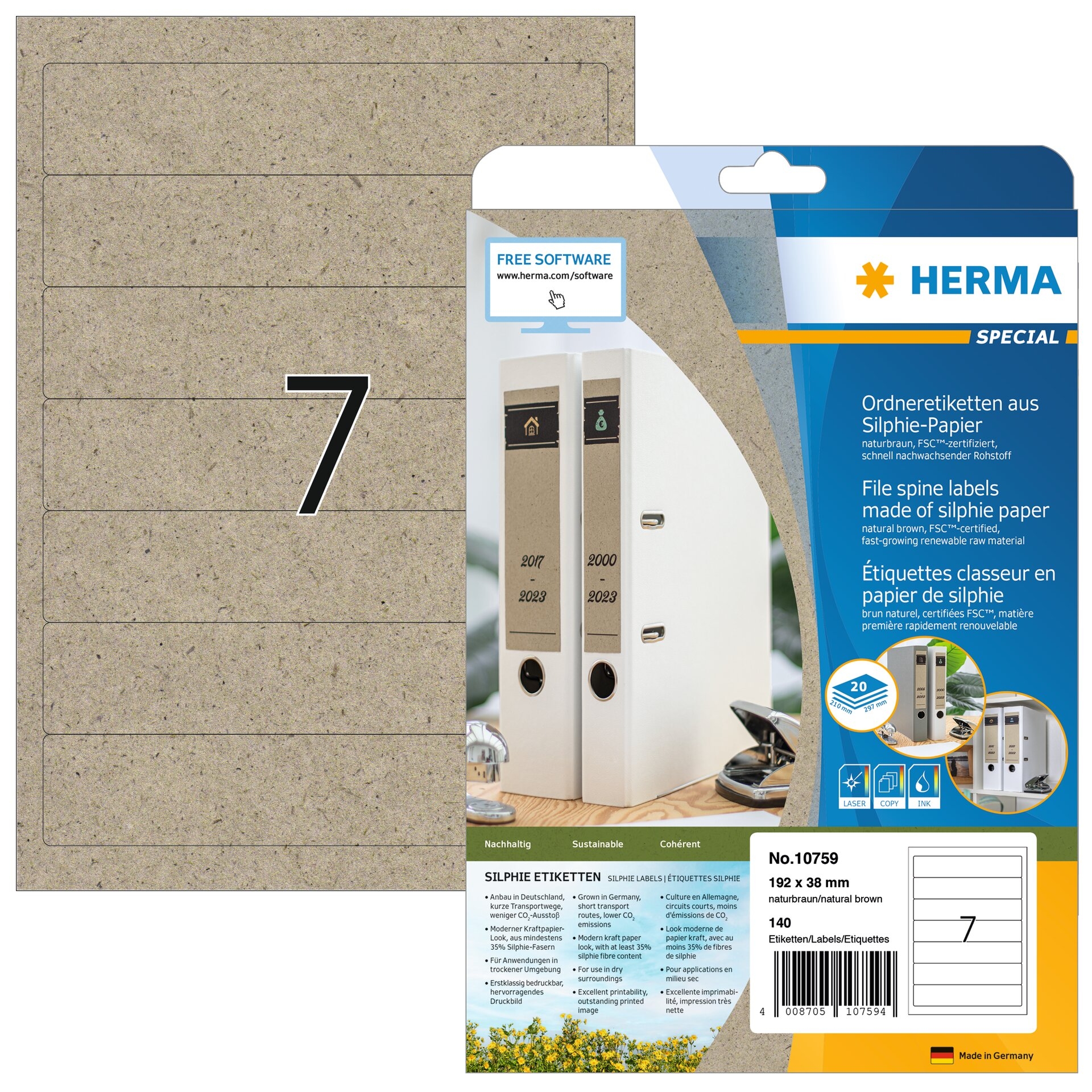 HERMA-10759-4008705107594 HERMA Etiketten 192,0 x 38,0 mm 10759 aus Silphie-Papier 140 Stück – Hochwertig & günstig bei ShopDeca