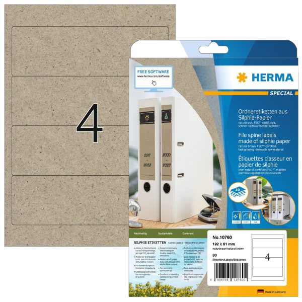 HERMA Etiketten 192,0 x 61,0 mm 10760 aus Silphie-Papier 80 Stück