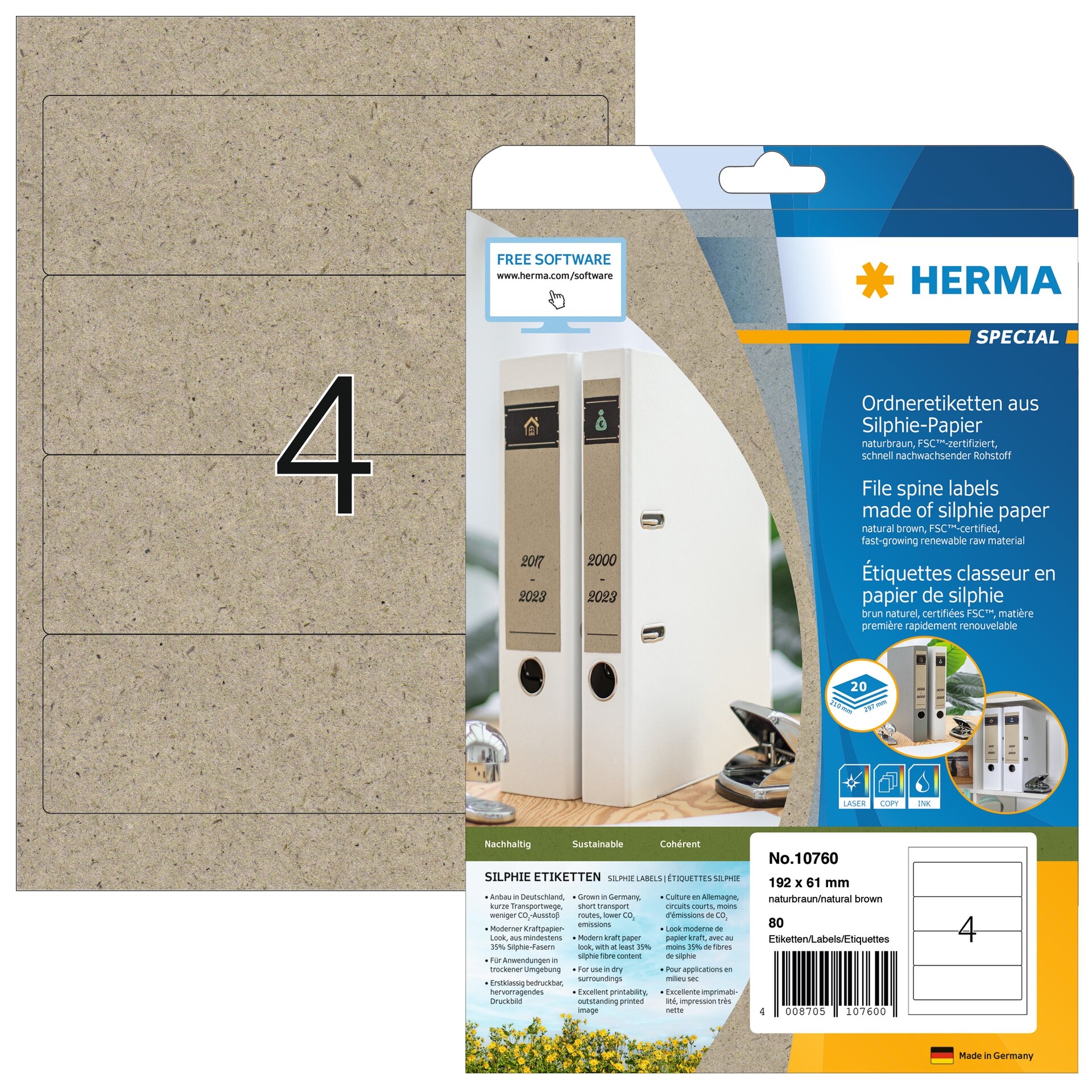 HERMA-10760-4008705107600 HERMA Etiketten 192,0 x 61,0 mm 10760 aus Silphie-Papier 80 Stück – Hochwertig & günstig bei ShopDeca