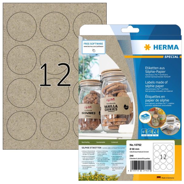 HERMA Etiketten rund 60 mm 10762 aus Silphie-Papier 240 Stück