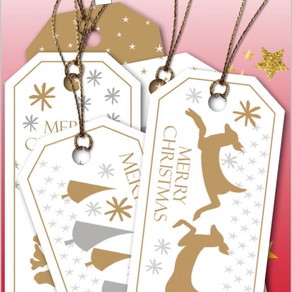 HERMA Geschenkanhänger Weihnachten 15273 weiss gold 6 Stück