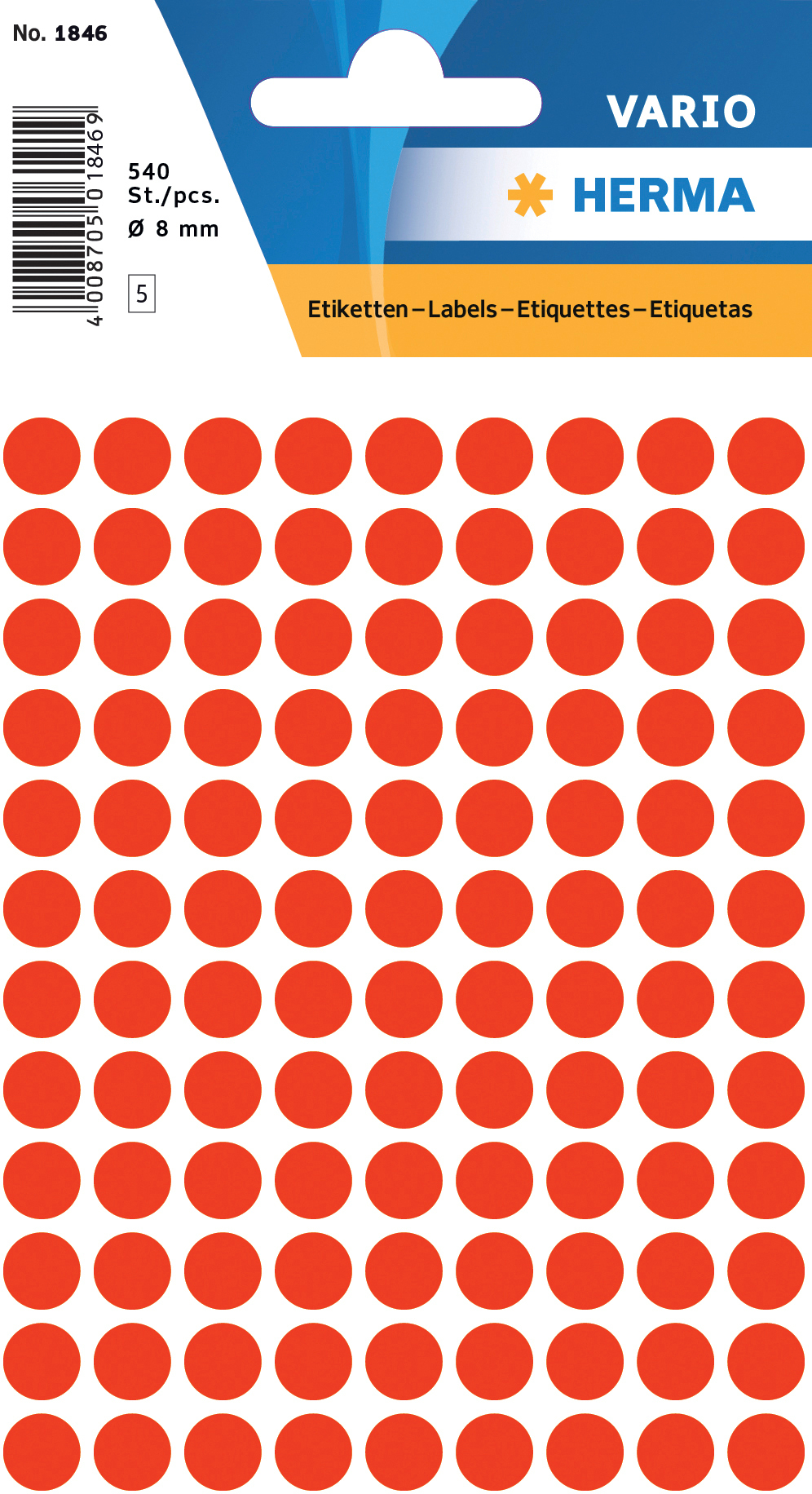 DECOR_Headercard HERMA Etiketten rund 8mm 1846 leuchtrot 540 Stück – Hochwertig & günstig bei ShopDeca