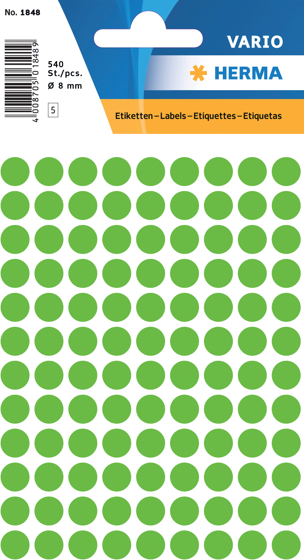 DECOR_Headercard HERMA Etiketten rund 8mm 1848 leuchtgrün 540 Stück – Hochwertig & günstig bei ShopDeca