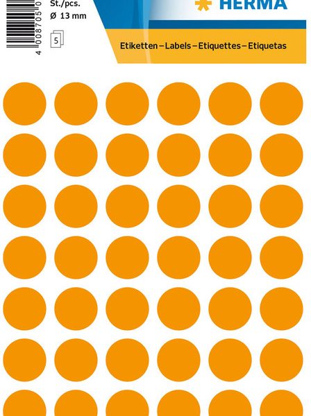HERMA Etiketten rund 13mm 1864 leuchtorange 240 Stück