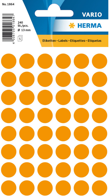 HERMA-1864-4008705018647 HERMA Etiketten rund 13mm 1864 leuchtorange 240 Stück – Hochwertig & günstig bei ShopDeca