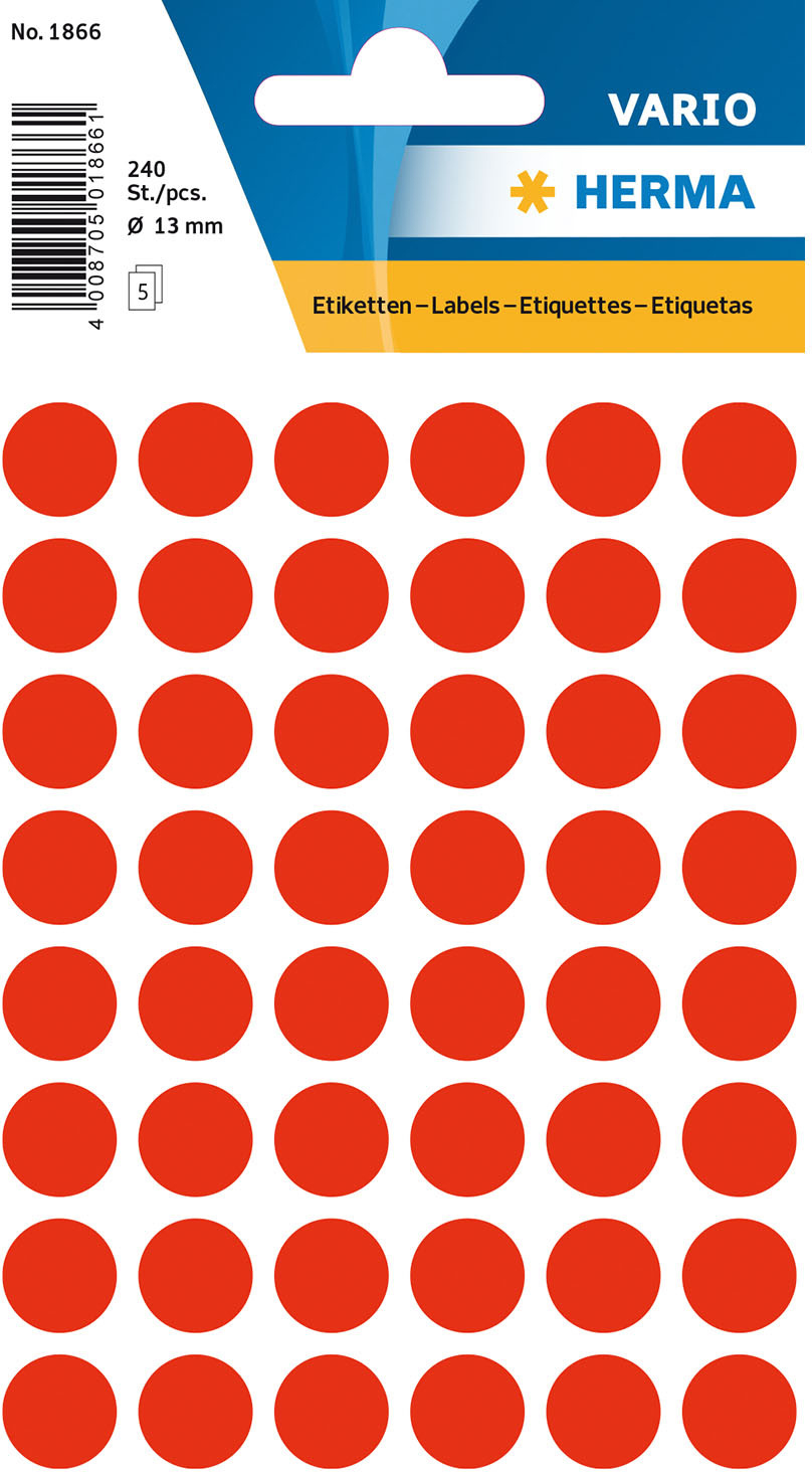 HERMA-1866-4008705018661 HERMA Etiketten rund 13mm 1866 leuchtrot 240 Stück – Hochwertig & günstig bei ShopDeca