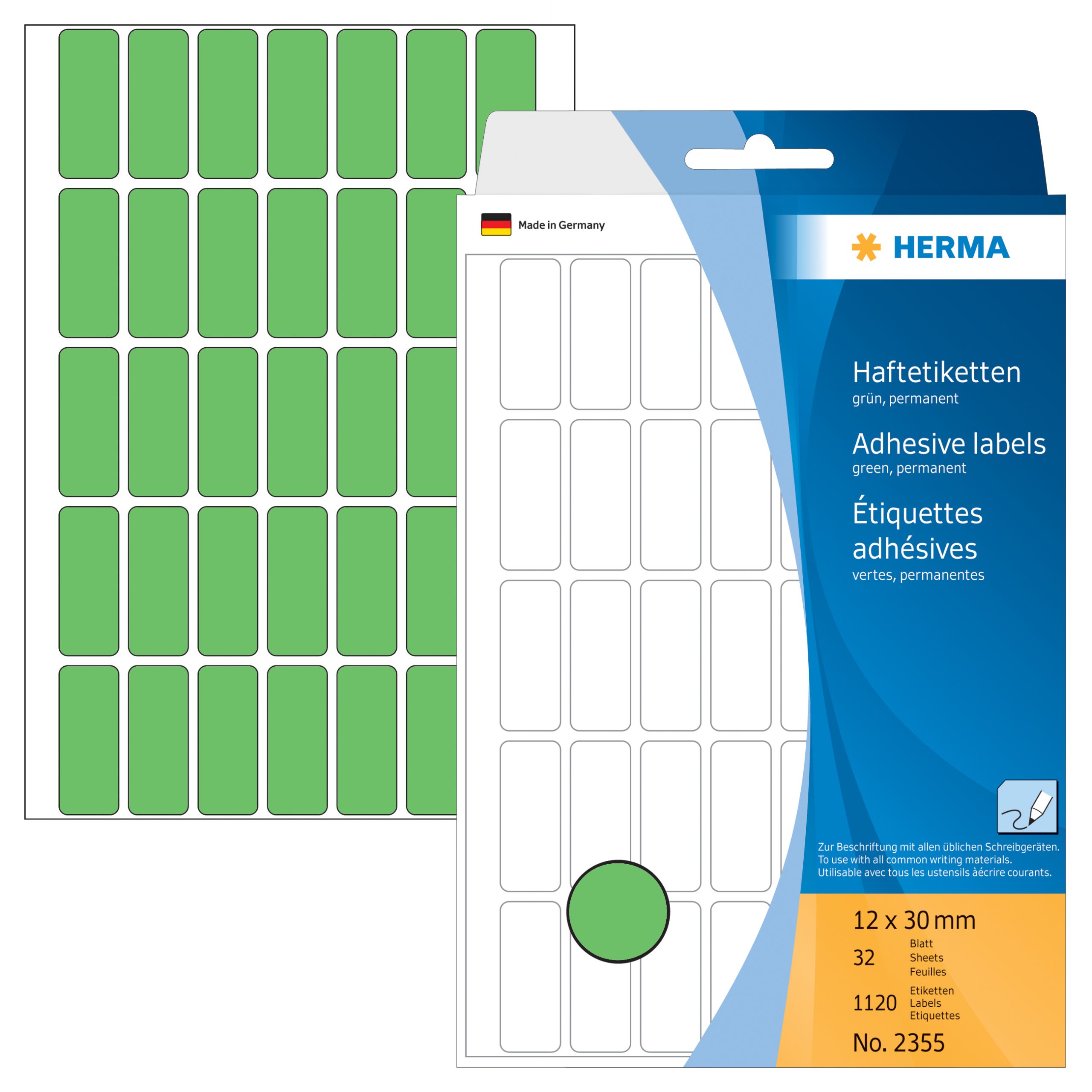 12x30-03-08-100377 HERMA Etiketten 12×30mm 2355 grün 1120 Stück – Hochwertig & günstig bei ShopDeca
