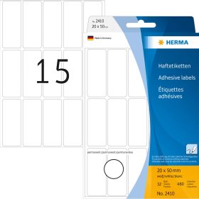 HERMA Universal-Etiketten 20x50mm 2410 weiss 480 Stück/32 Blatt