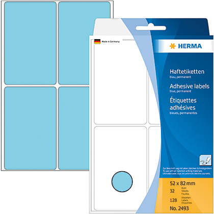 52x82-03-08-100391 HERMA Etiketten 52×82mm 2493 blau 128 Stück – Hochwertig & günstig bei ShopDeca