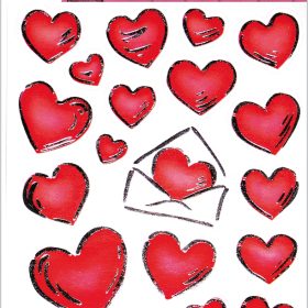 HERMA Sticker Herzen/Briefe 3509 rot 50 Stück/2 Blatt