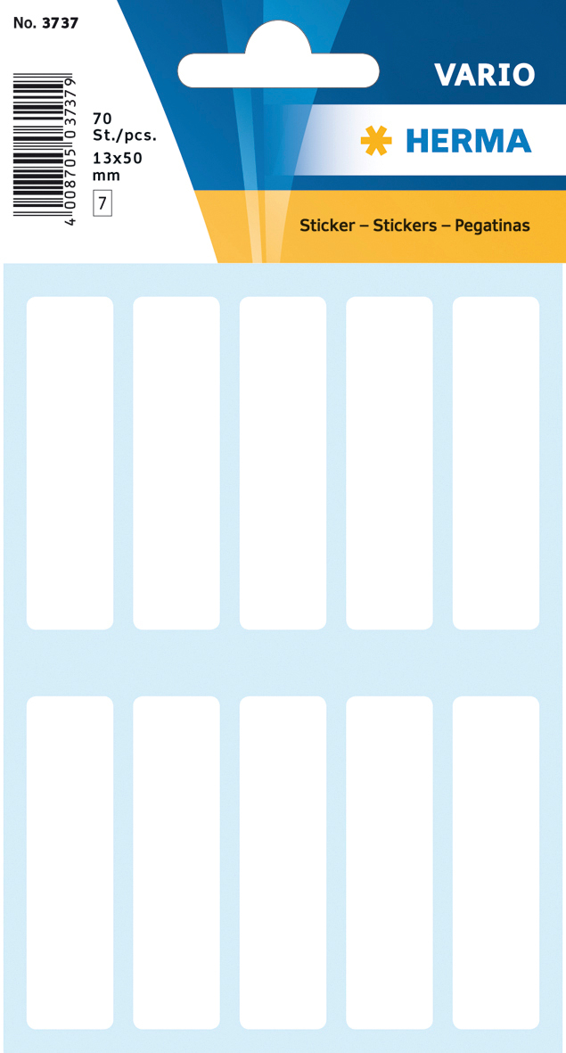 DECOR_Headercard HERMA Etiketten 13×50mm 3737 weiss 70 Stück – Bild 1