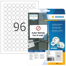 HERMA Etiketten Ablösbar 20mm 4386 weiss, non perm. 2400 Stück