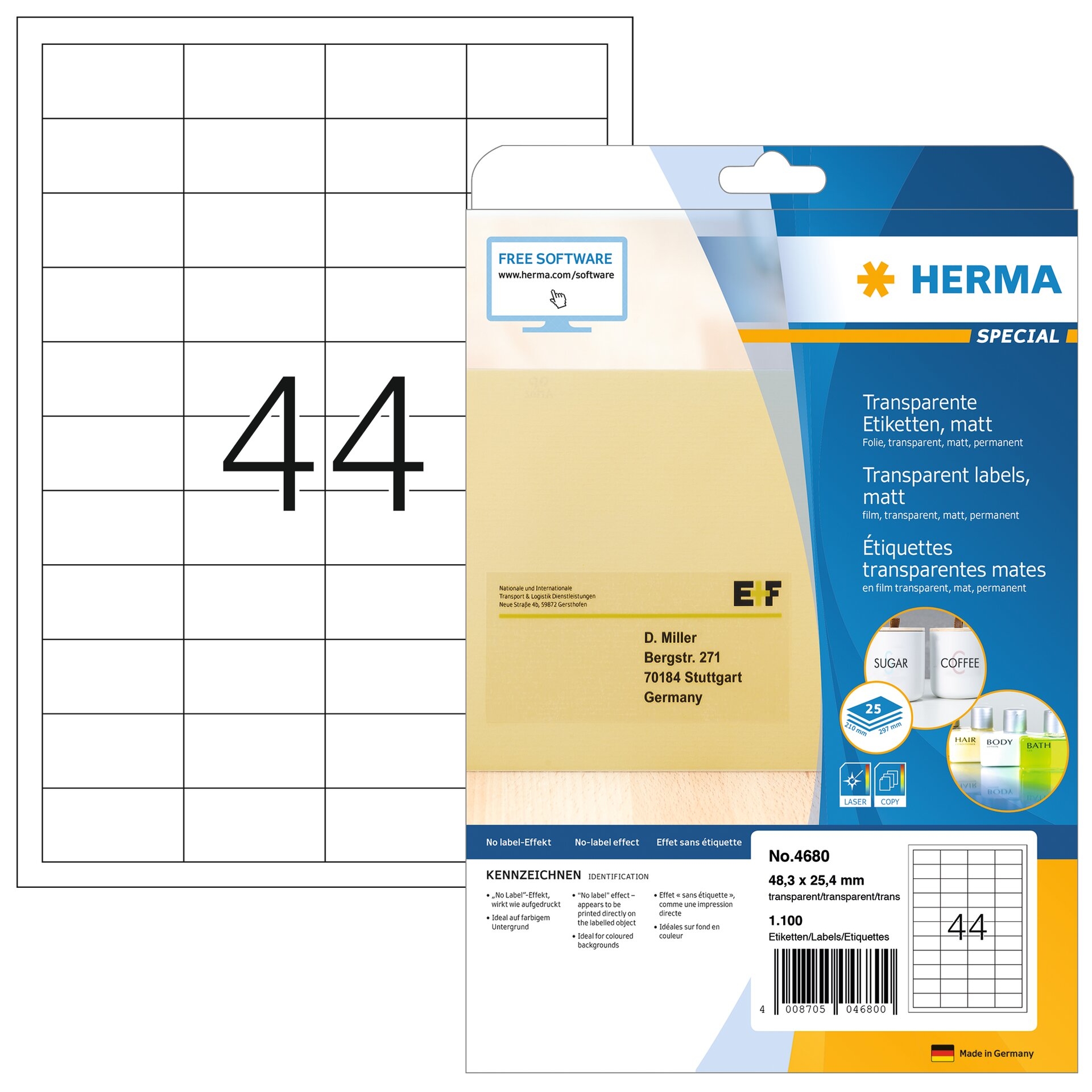 HERMA-4680-4008705046800 HERMA Etiketten Special 48,3×25,4mm 4680 transparent 1100 Stück – Hochwertig & günstig bei ShopDeca