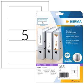 HERMA Rückenschild Ordner 146x50mm 65121 weiss 125Stk/ 25Blatt