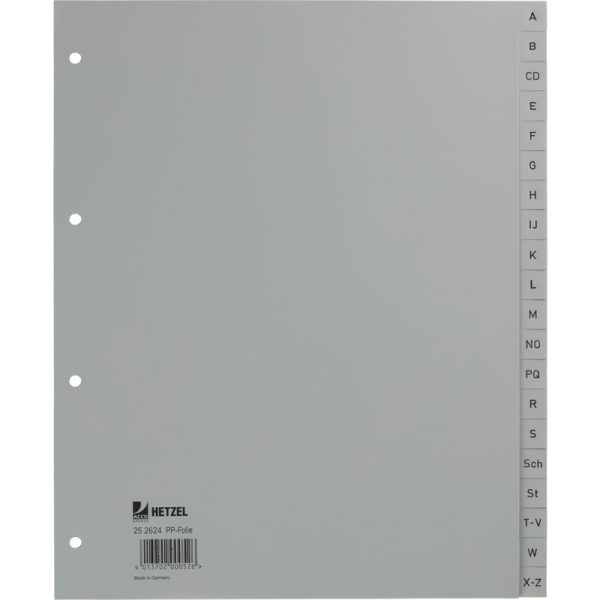 HETZEL Register PP A4+ 25262481 grau A-Z 20-teilig