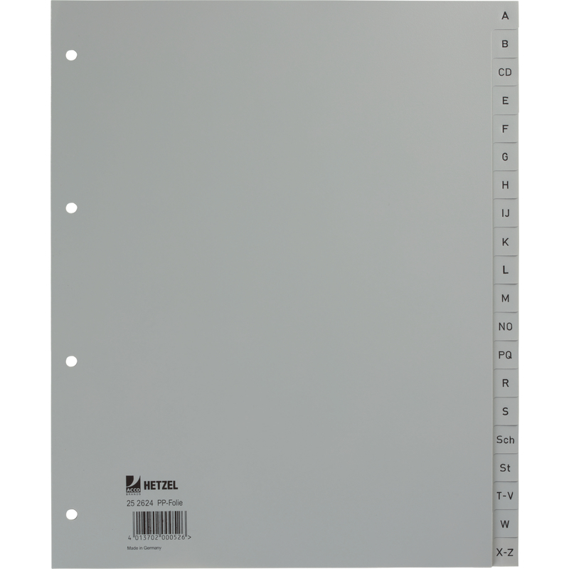 HETZEL-25262481-4013702000526 HETZEL Register PP A4+ 25262481 grau A-Z 20-teilig – Hochwertig & günstig bei ShopDeca