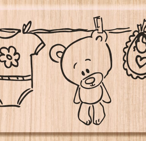 HEYDA Stempel Wäscheleine 10x3.8cm 211801202 Holz matt