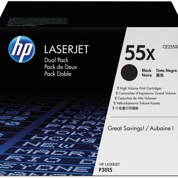HP Toner-Modul 55X schwarz CE255XD LaserJet P3015 2 Stück