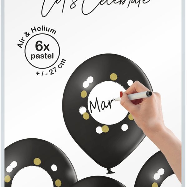 I AM CREATIVE Ballons DIY Beschriften 27cm 1000-1069 schwarz 6 Stück