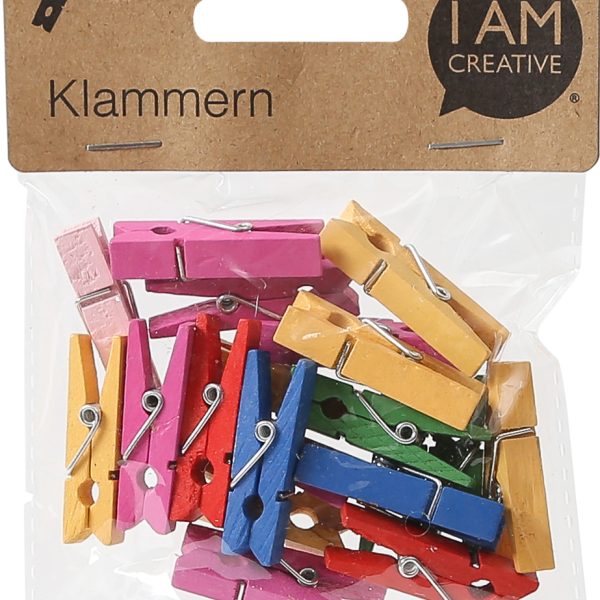 I AM CREATIVE Holzklammern 1301.18 bunt, 35x8mm, 20 Stück