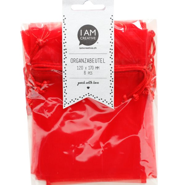 I AM CREATIVE Organzabeutel 12x17cm 2100.09 rot 6 Stück