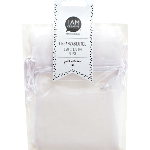 I AM CREATIVE Organzabeutel 12x17cm 2100.1 weiss 6 Stück