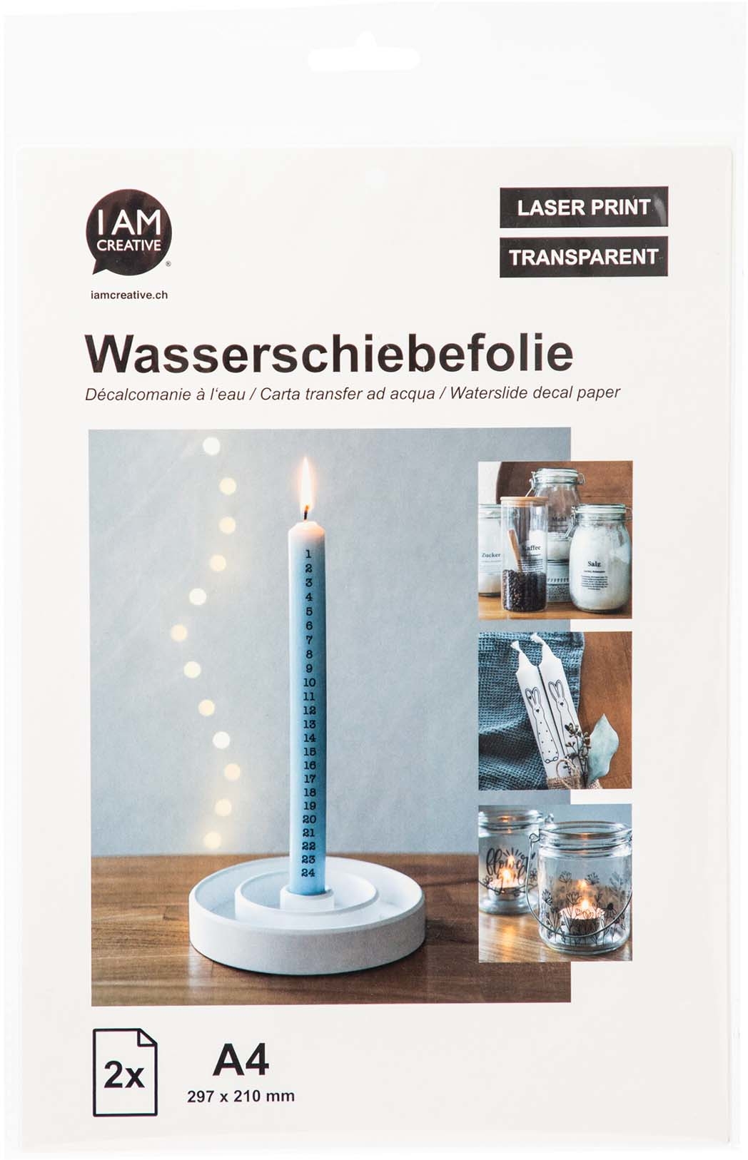 I-AM-CREATIVE-4010.57-7611983223725 I AM CREATIVE Wasserschiebefolie A4 4010.57 klar 2 Stück – Bild 1