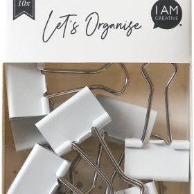 I AM CREATIVE Foldback Klammer Let's Organiz 4035.11 weiss, 25mm 10 Stück