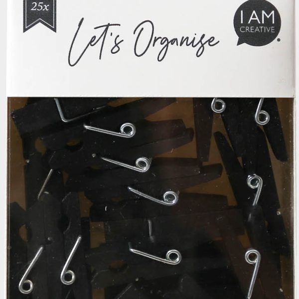 I AM CREATIVE Holzklammern Let`s Organize 4035.22 schwarz,35mm, FSC 25 Stück