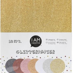 I AM CREATIVE Glitterpapier A4 4070.99 multicolor, 100g 10 Stück