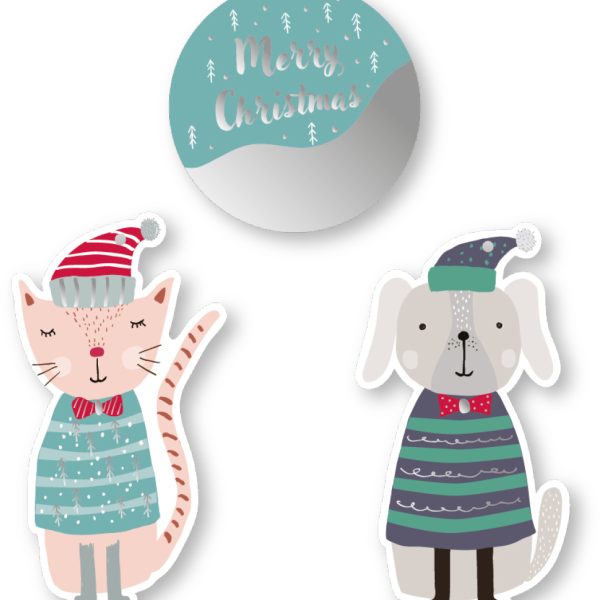 I AM CREATIVE Geschenkanhänger X-mas 4088.8 Katze, Hund & Kugel 9 Stück