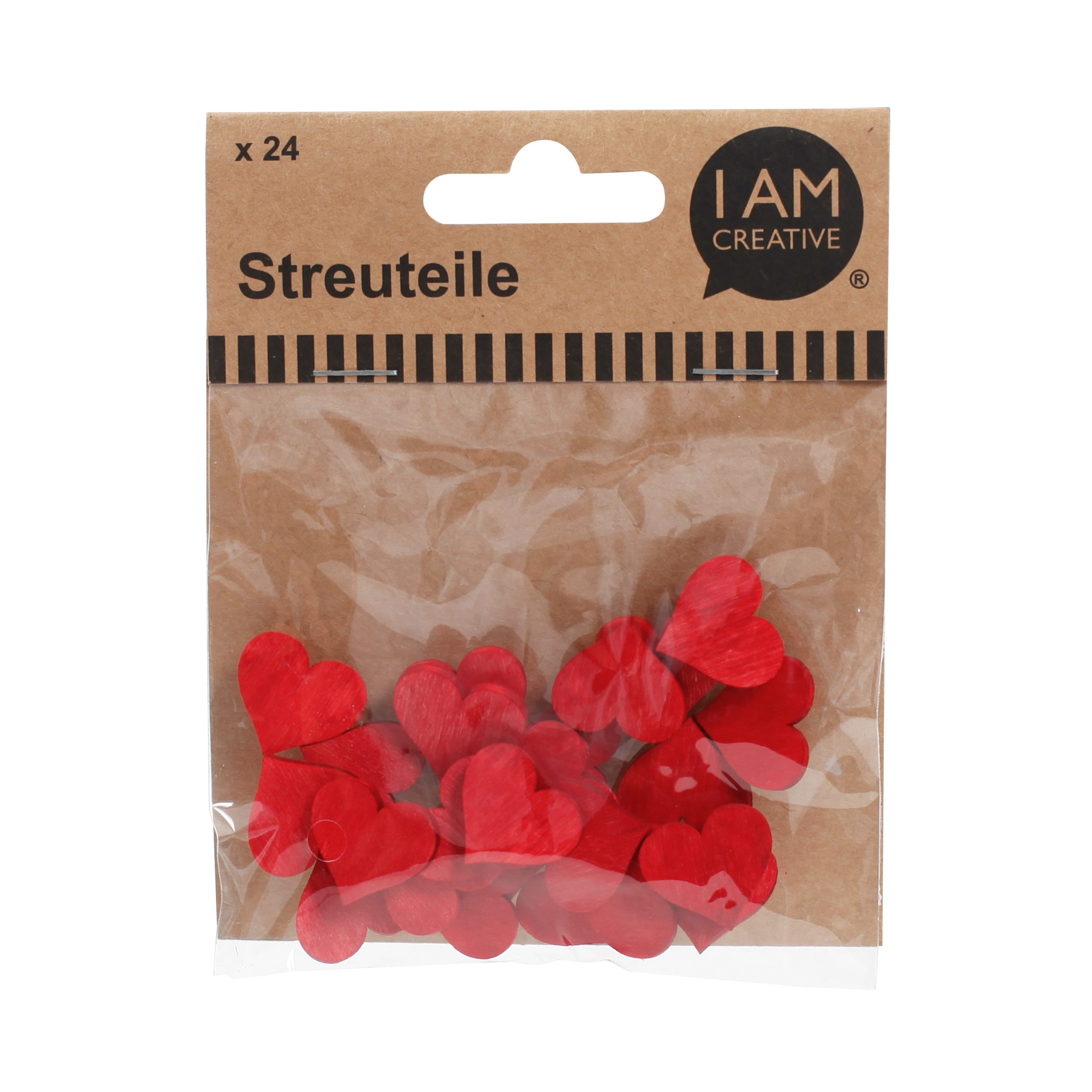 I-AM-CREATIVE-4501.12-7611983158867 I AM CREATIVE Holzstreuteile Herz 4501.12 rot, 2cm, 24 Stück – Hochwertig & günstig bei ShopDeca
