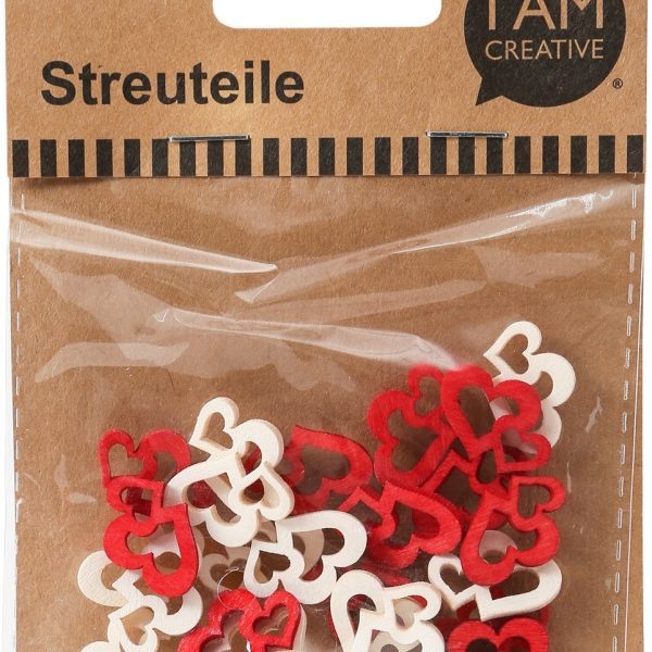 I AM CREATIVE Streuteile Doppelherz 4501.82 rot/weiss, 24 Stück