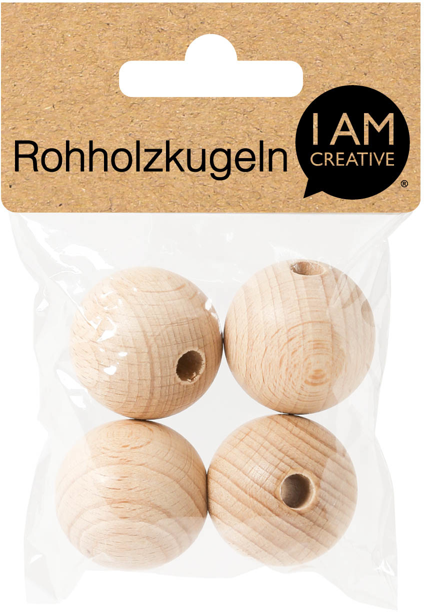 I-AM-CREATIVE-4530.3-7611983157990 I AM CREATIVE Rohholzkugeln 30mm 4530.3 4 Stück – Hochwertig & günstig bei ShopDeca