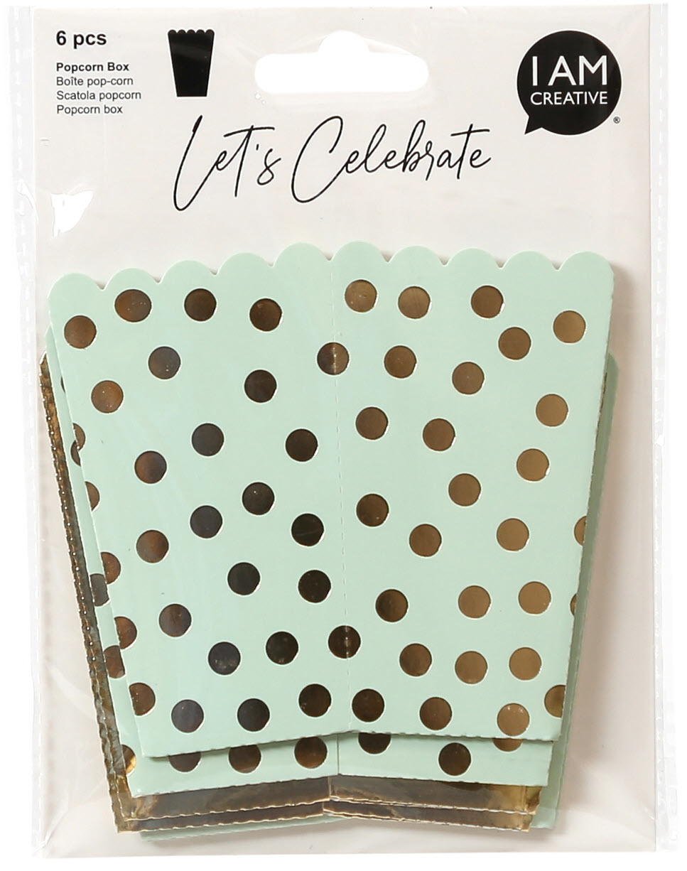 I-AM-CREATIVE-6010.929-7611983208630 I AM CREATIVE Popcorn Box, mint, gold,10cm 6010.929 6 Stück – Hochwertig & günstig bei ShopDeca