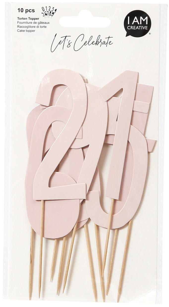 I-AM-CREATIVE-6010.942-7611983208586 I AM CREATIVE Torten Topper,Zahl,rosa,13cm 6010.942 10 Stück – Hochwertig & günstig bei ShopDeca