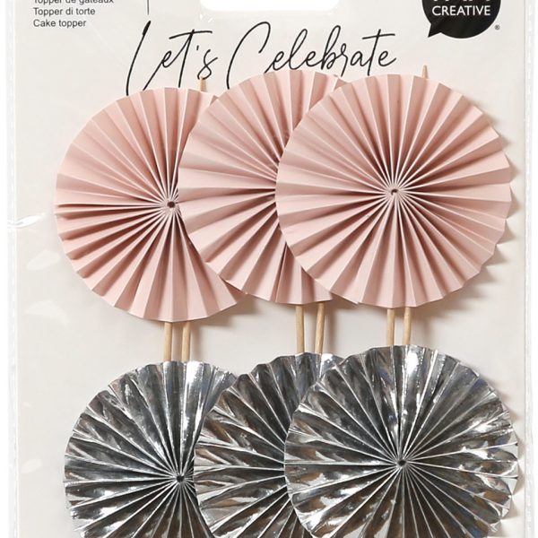 I AM CREATIVE Fächer Picker, rosa, silber 6010.944 6 Stück