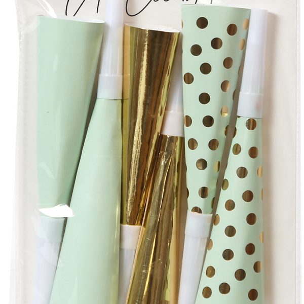 I AM CREATIVE Party Tröten, mint, gold 6010.975 6 Stück