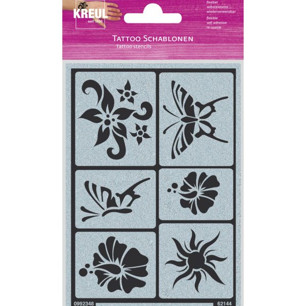 I AM CREATIVE Tattoo Schablone 62144 Sonne, Blume, Schm.
