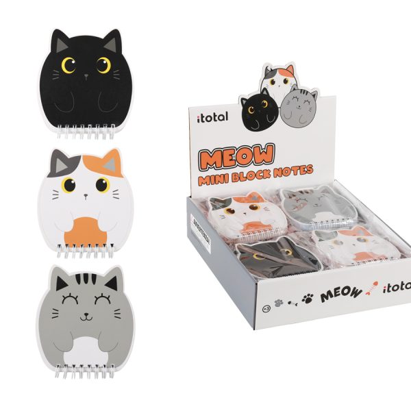 I-TOTAL Mini Notizblock 11.7x11cm XL1840B Cat, assortiert
