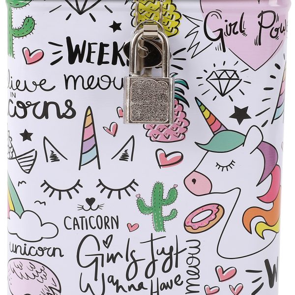 I-TOTAL Sparkasse mit Schloss XL2011 Einhorn 15.3x10.6x10.6cm