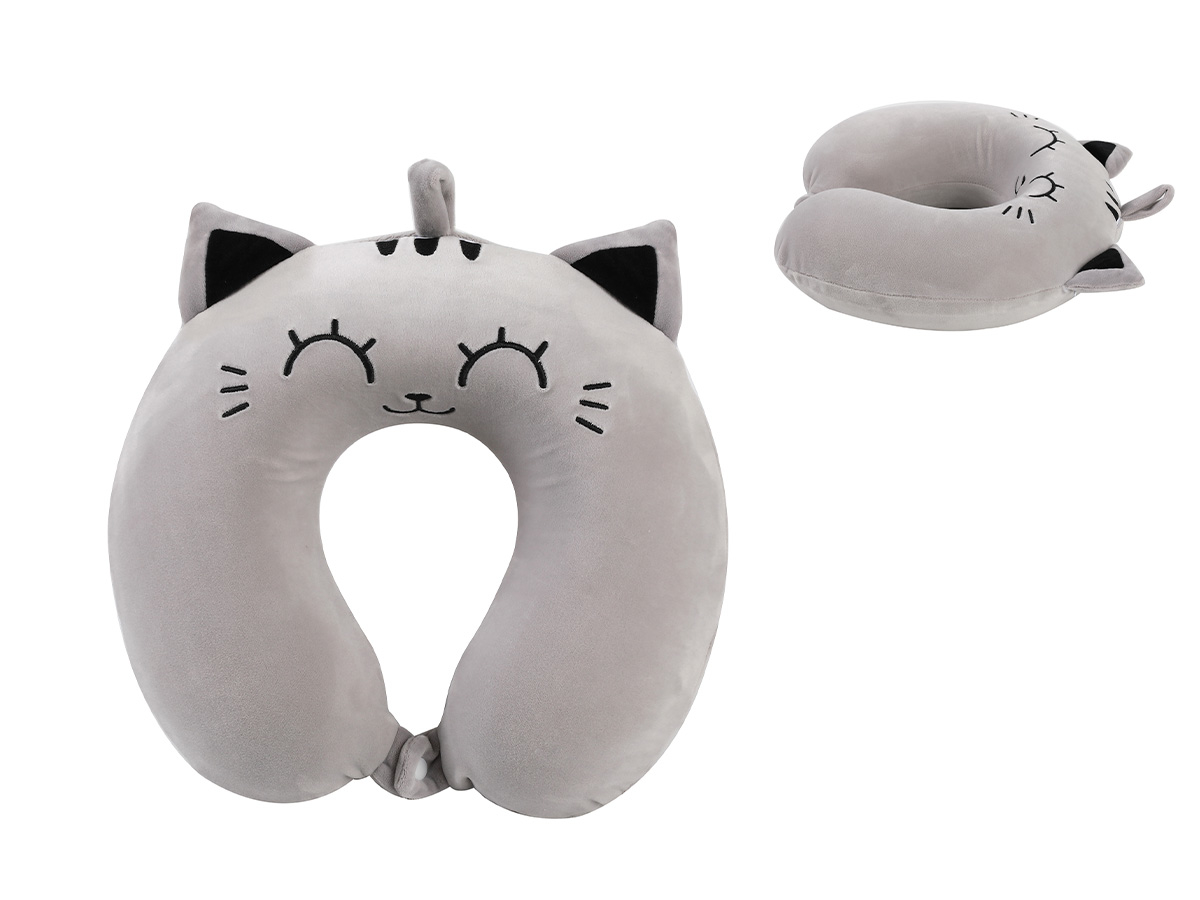 I-TOTAL-XL2184C-8059037071950 I-TOTAL Reisekissen 30x30x10cm XL2184C Cat grey – Hochwertig & günstig bei ShopDeca