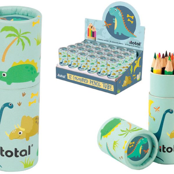 I-TOTAL Farbstifte Dino XL2263 Runddose 12 Stück