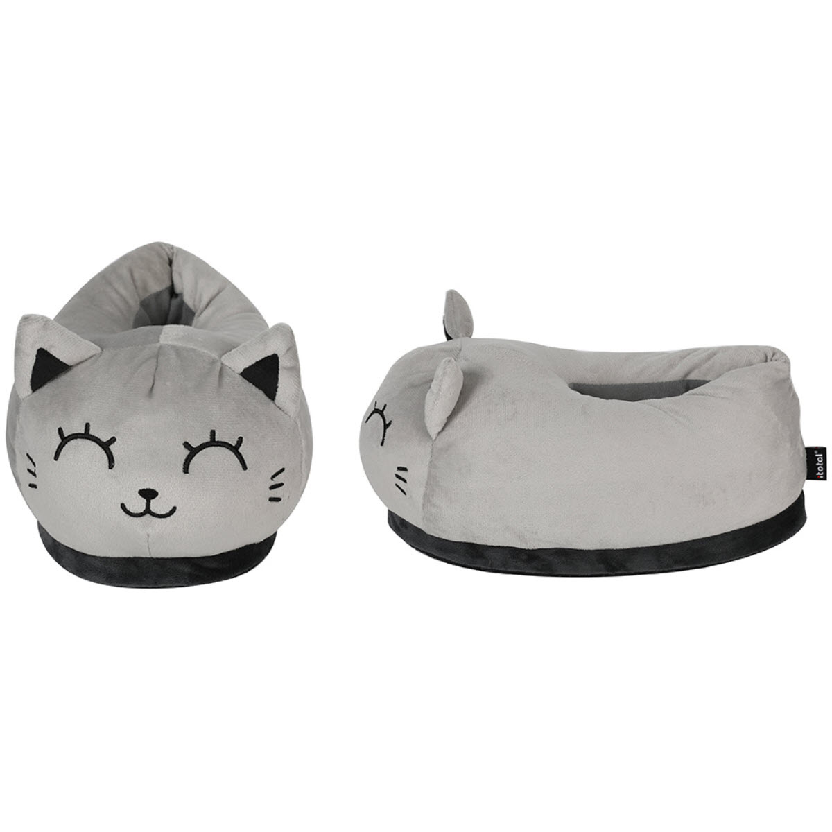I-TOTAL-XL2845-8059037079857 I-TOTAL Plüsch-Hausschuhe 30x19x18cm XL2845 Grey Cat – Hochwertig & günstig bei ShopDeca