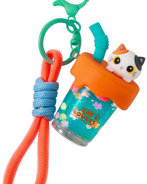 I-TOTAL Schlüsselanhänger Bubble Tea XL3077 Orange Cat