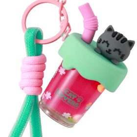 I-TOTAL Schlüsselanhänger Bubble Tea XL3079 Grey Cat