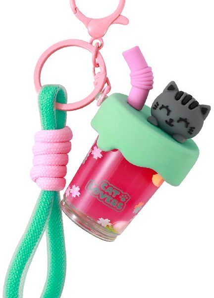 I-TOTAL Schlüsselanhänger Bubble Tea XL3079 Grey Cat