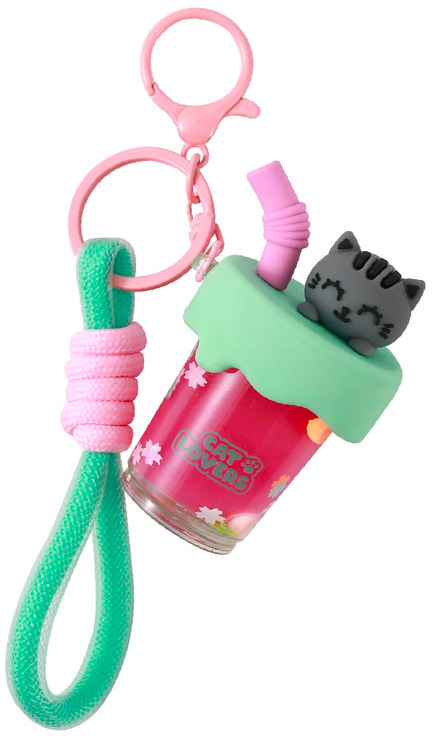 Print I-TOTAL Schlüsselanhänger Bubble Tea XL3079 Grey Cat – Hochwertig & günstig bei ShopDeca