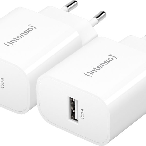 INTENSO Power Adapter W5A Charger 7800522 5W, USB-A, white double pack