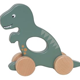 JABADABADO Dino aus Holz mit Rädern C2557 grün 19x5x16cm